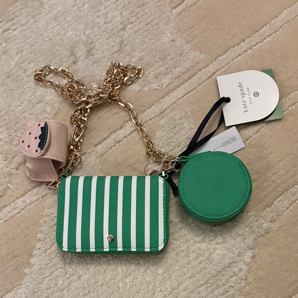 Kate spade for Target green coin purse with extra pouch and AirPod holder NWT